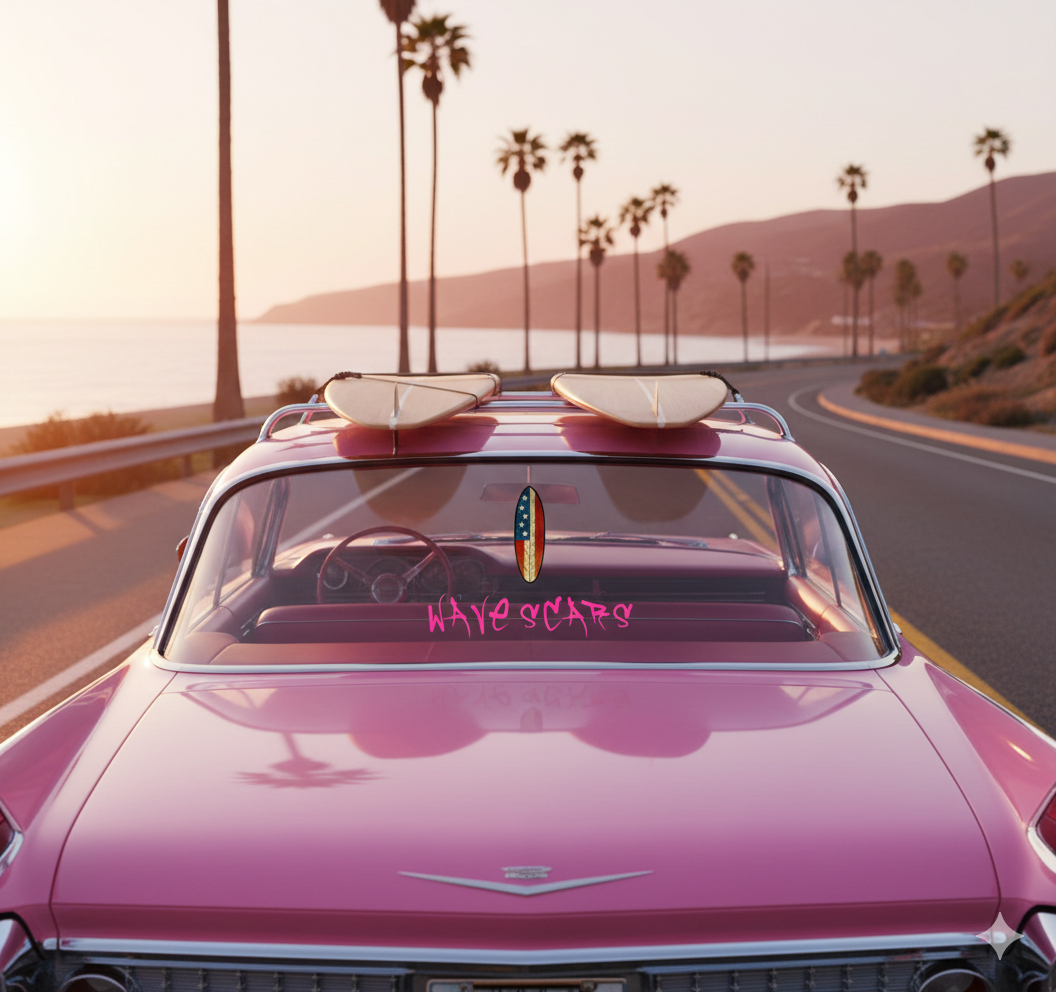 American Flag Surfboard pink Sticker