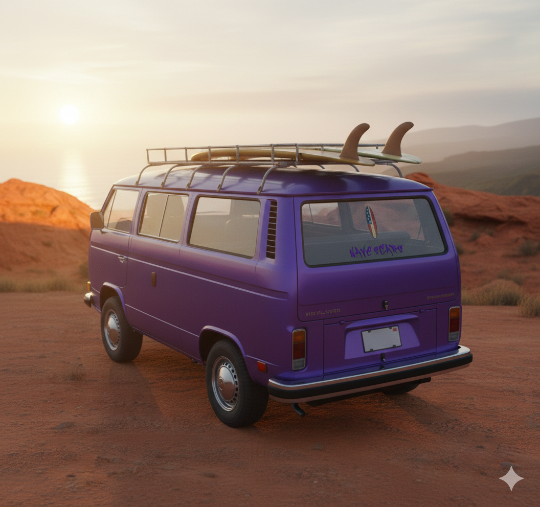 American Flag Surfboard purple Sticker