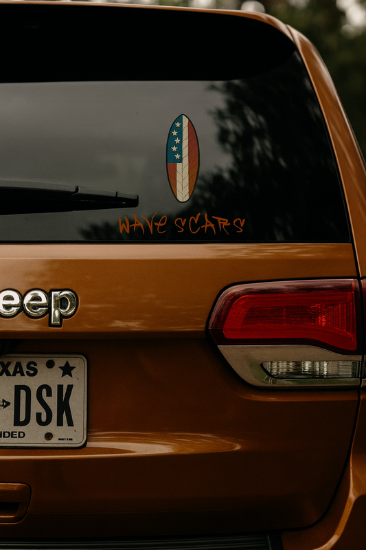 American Flag Surfboard brown Sticker