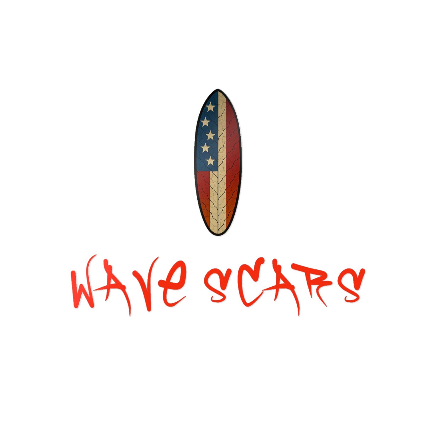American Flag Surfboard orange Sticker