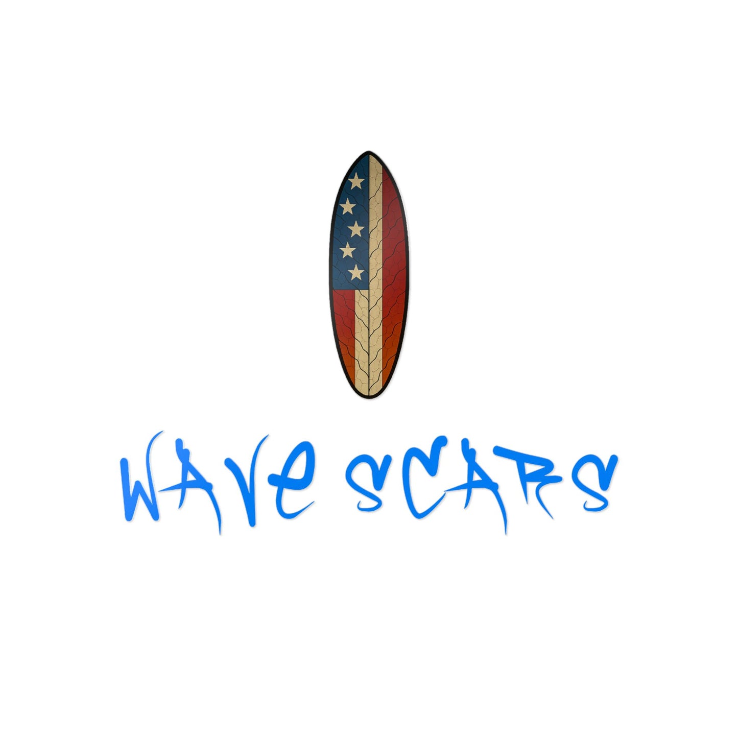 Stars & Scars – American Flag Surfboard blue Sticker