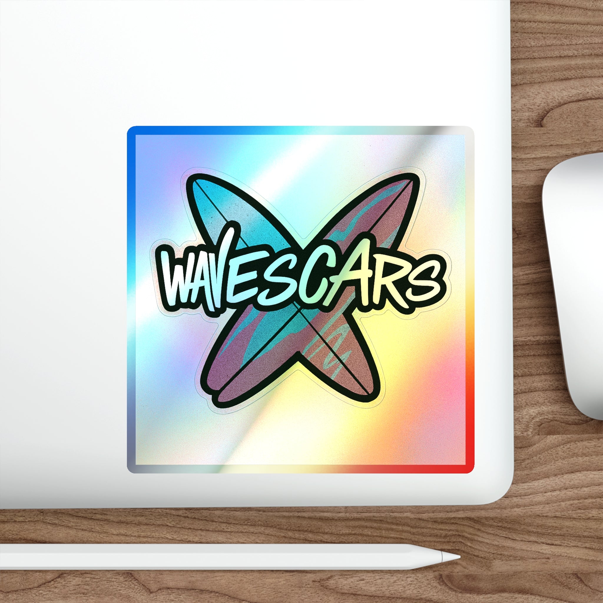 Wave Scars Holo Sticker — Splatter Surfboard