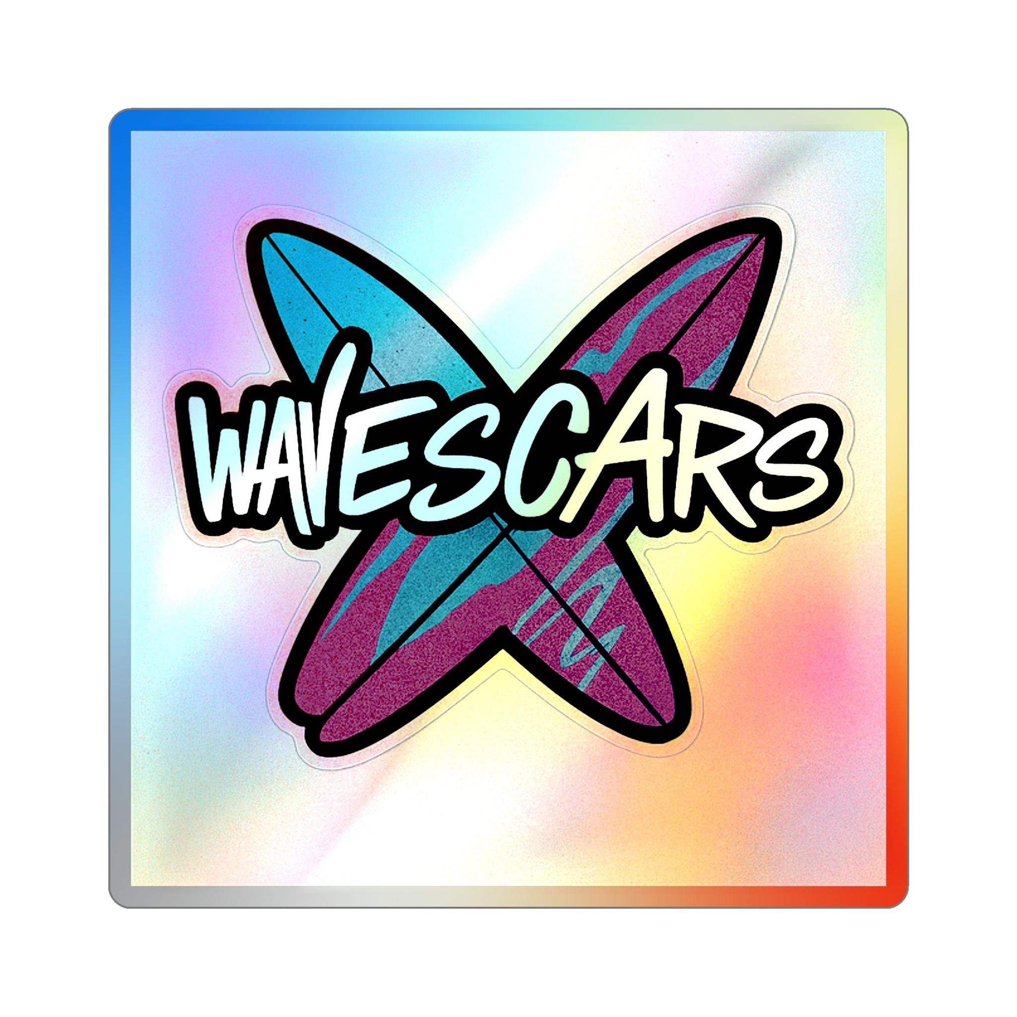 Wave Scars Holo Sticker — Splatter Surfboard