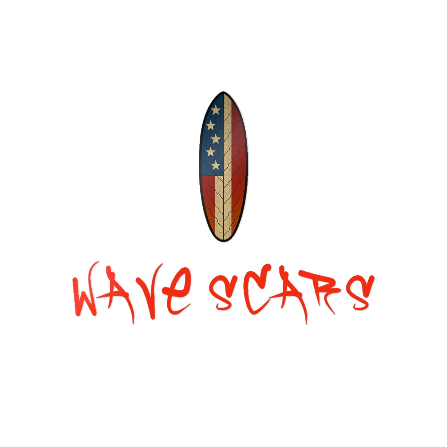 American Flag Surfboard orange Sticker