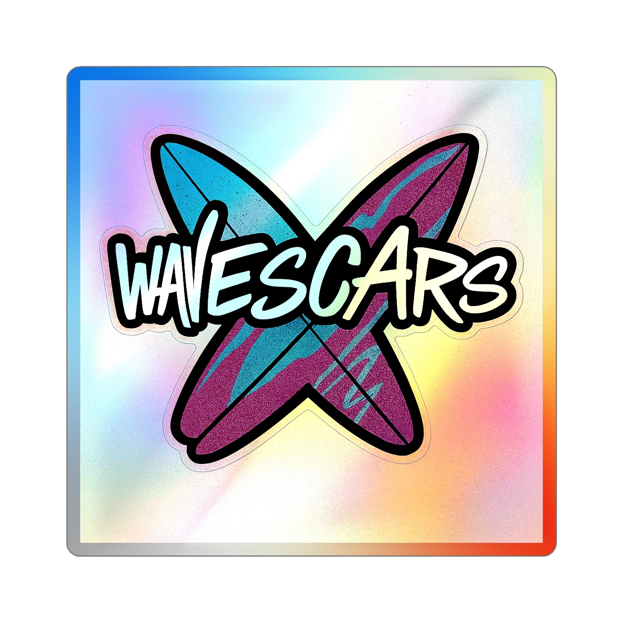 Wave Scars Holo Sticker — Splatter Surfboard
