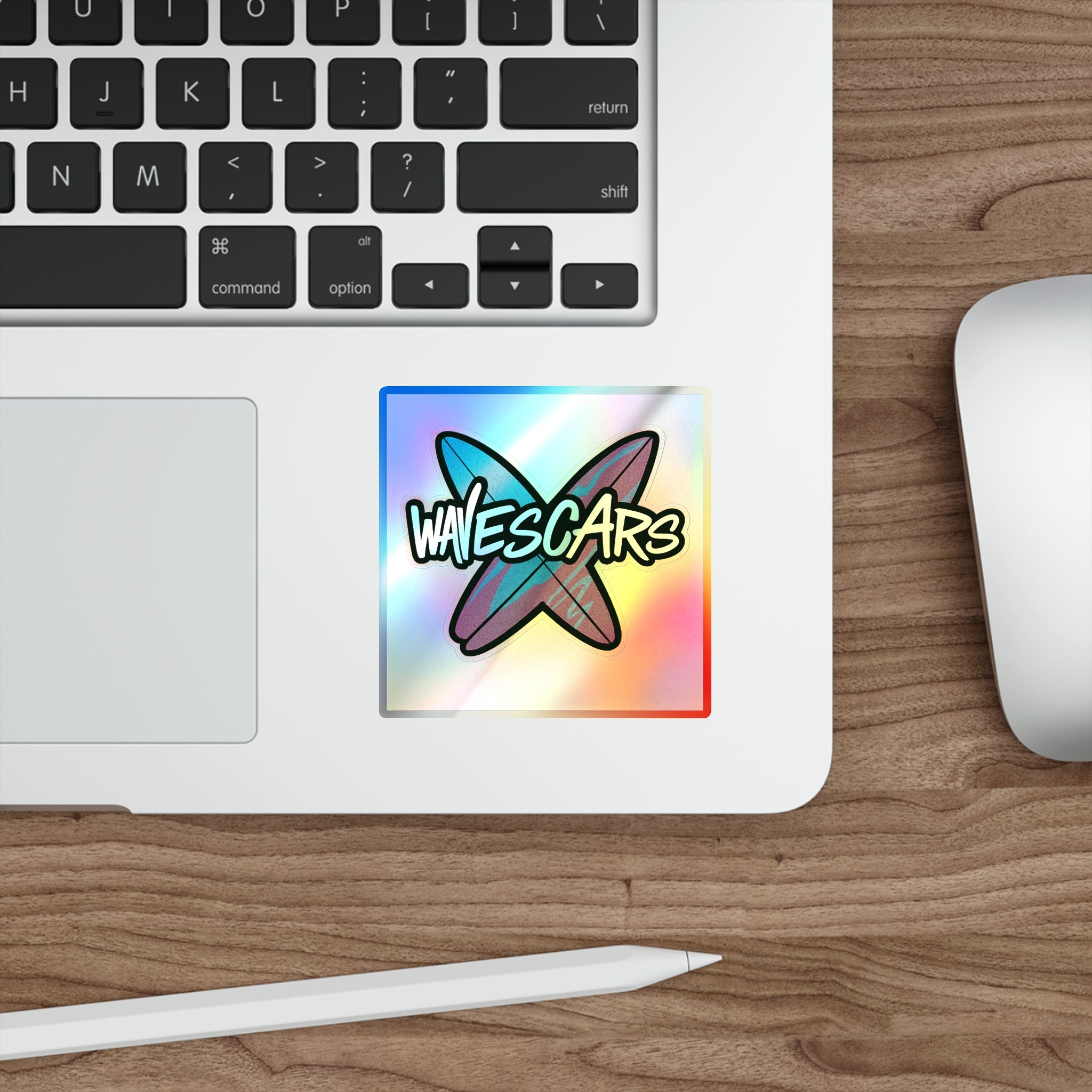 Wave Scars Holo Sticker — Splatter Surfboard