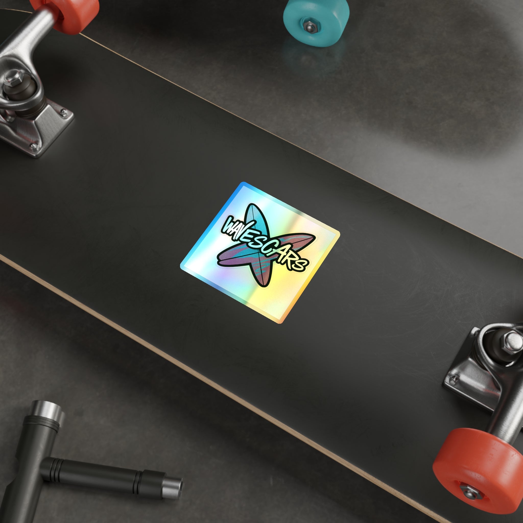 Wave Scars Holo Sticker — Splatter Surfboard
