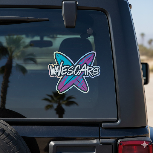 Wave Scars Holo Sticker — Splatter Surfboard