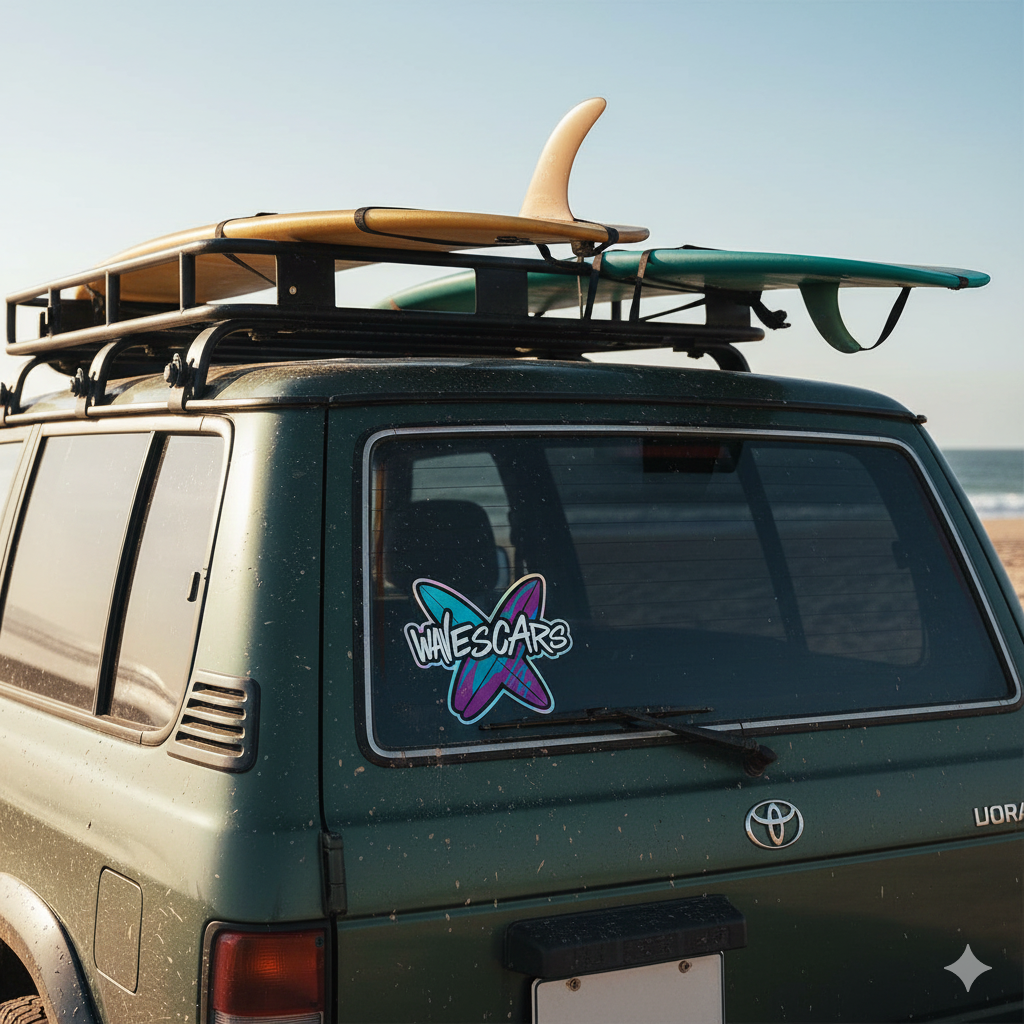 Wave Scars Holo Sticker — Splatter Surfboard