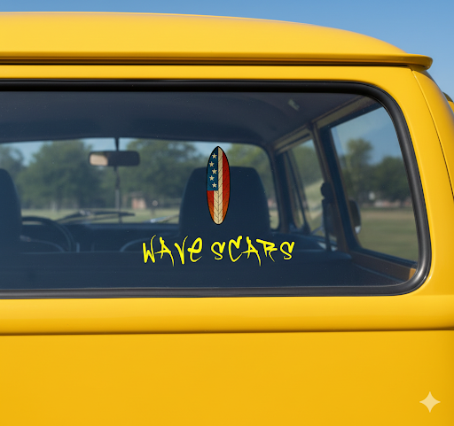 Stars & Scars – American Flag Surfboard yellow Sticker