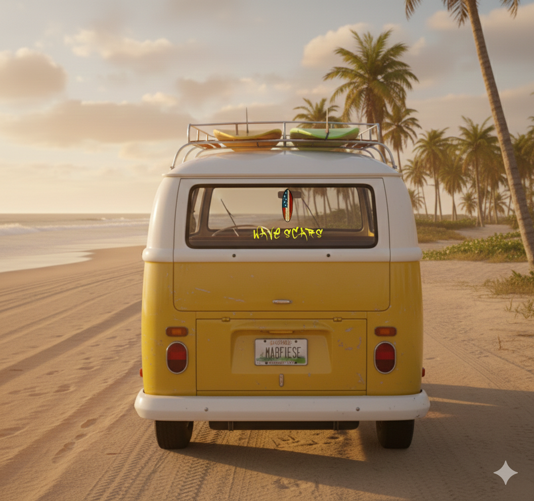 Stars & Scars – American Flag Surfboard yellow Sticker