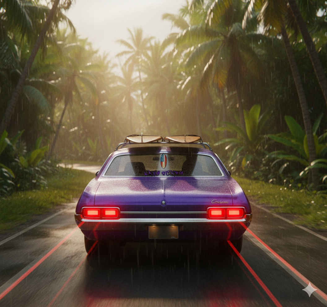 American Flag Surfboard purple Sticker