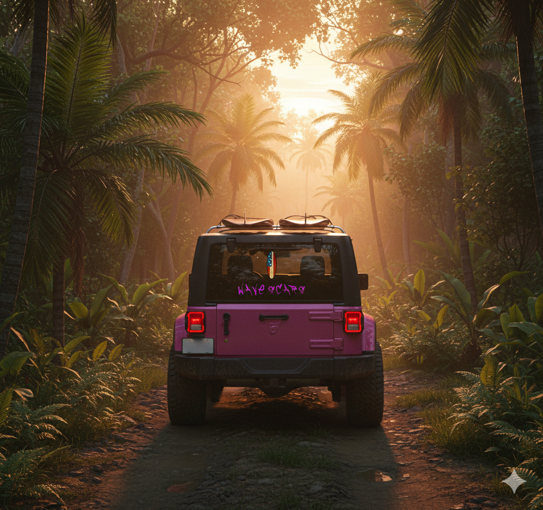 American Flag Surfboard purple Sticker