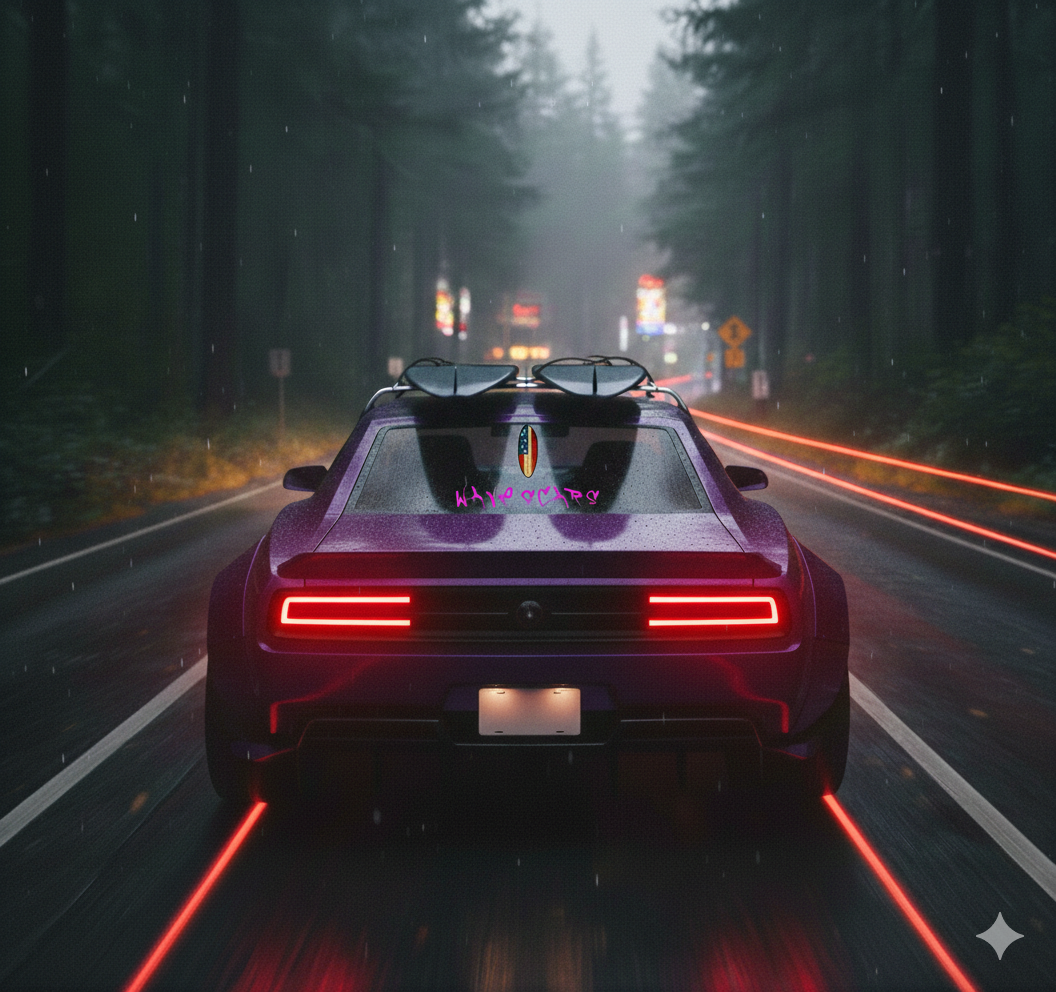 American Flag Surfboard purple Sticker