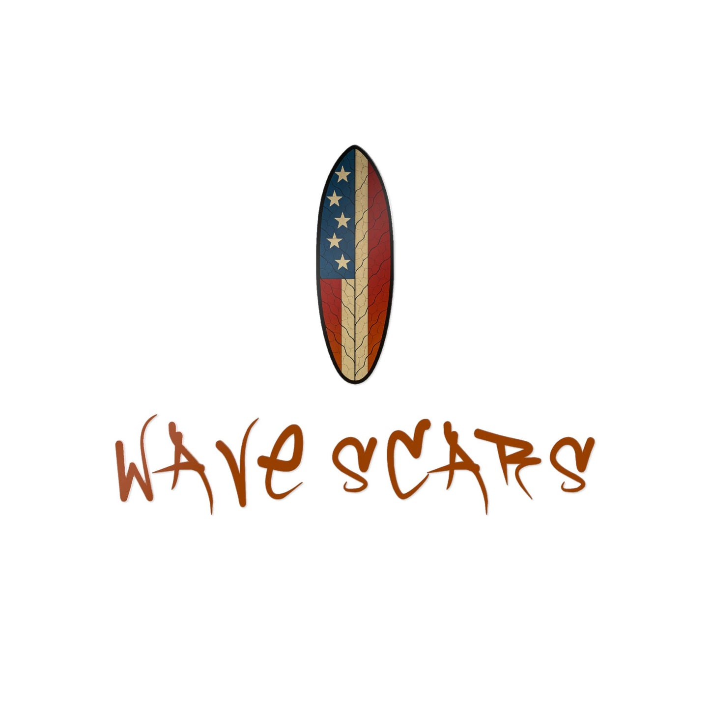 American Flag Surfboard brown Sticker