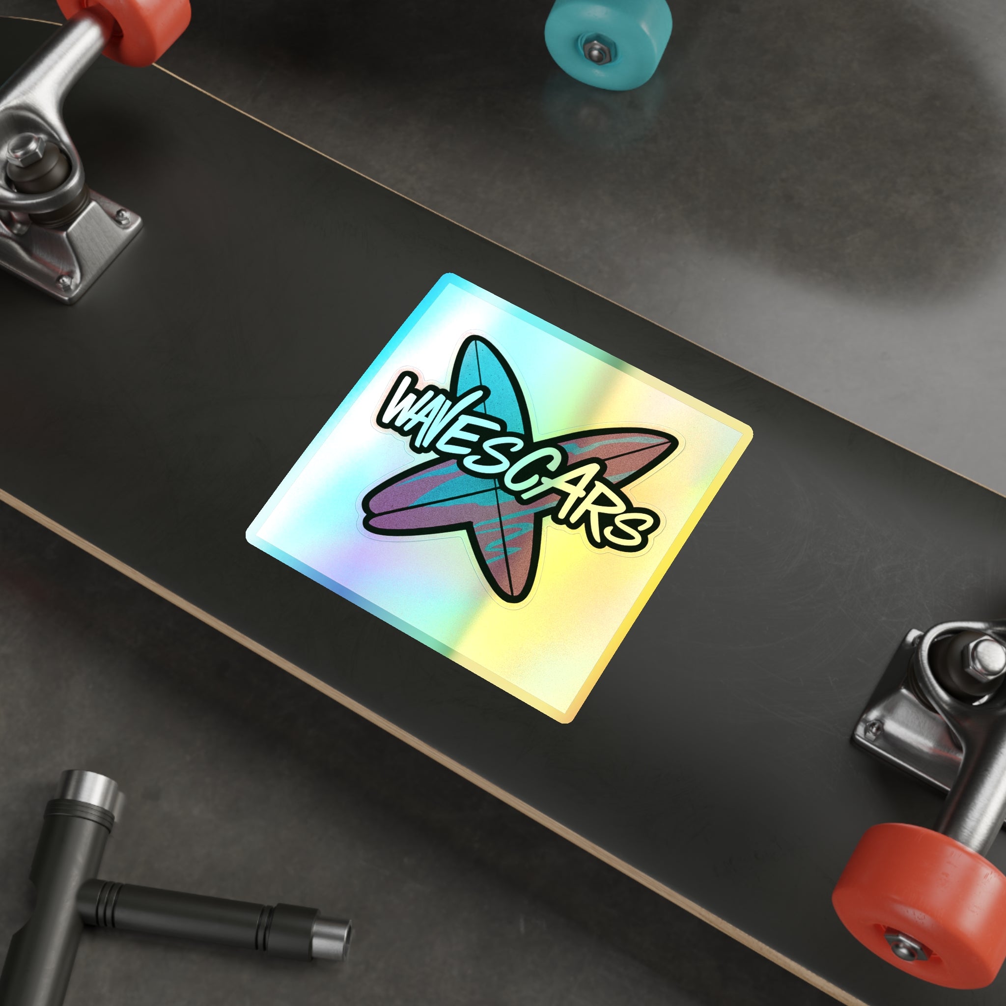 Wave Scars Holo Sticker — Splatter Surfboard
