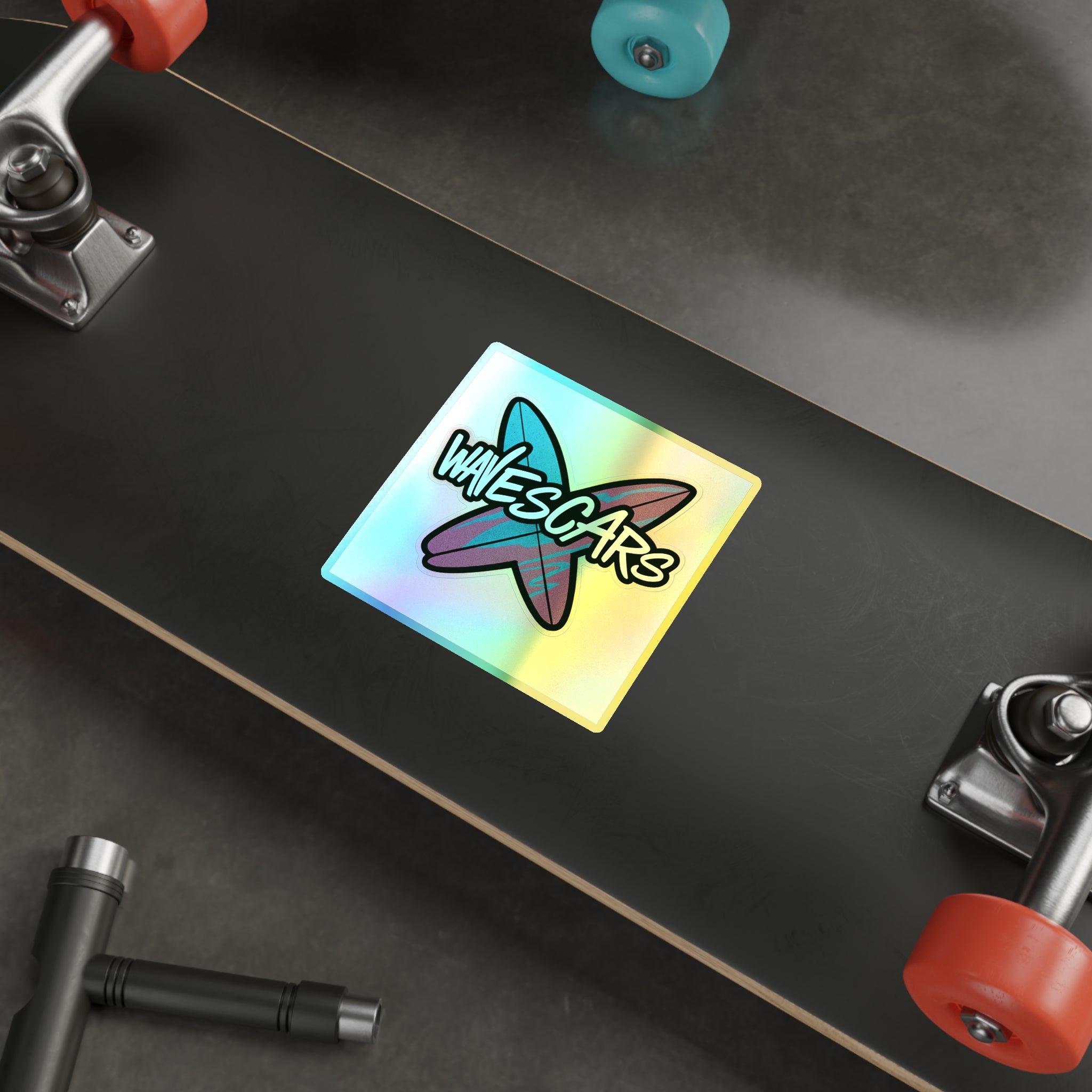Wave Scars Holo Sticker — Splatter Surfboard