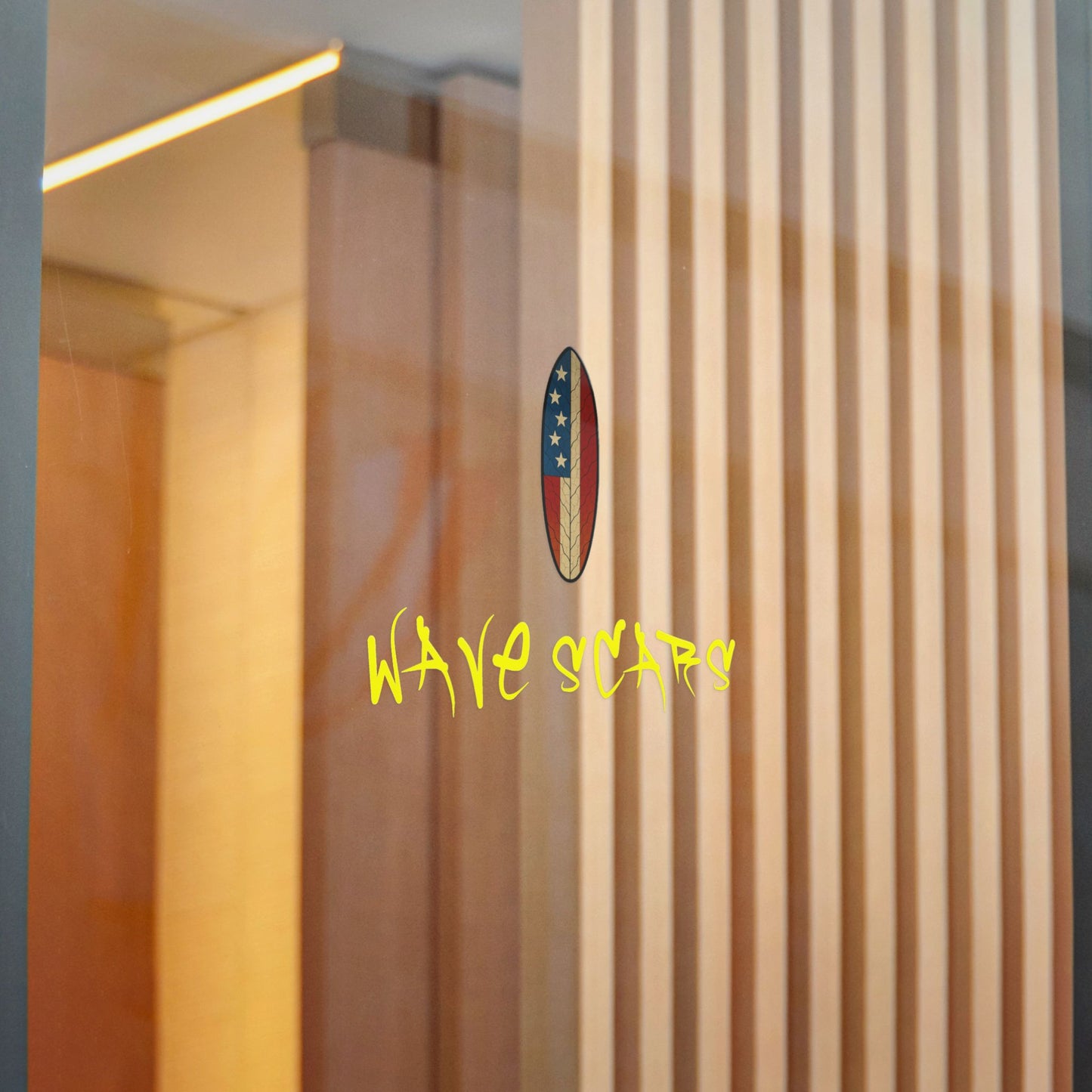 Stars & Scars – American Flag Surfboard yellow Sticker