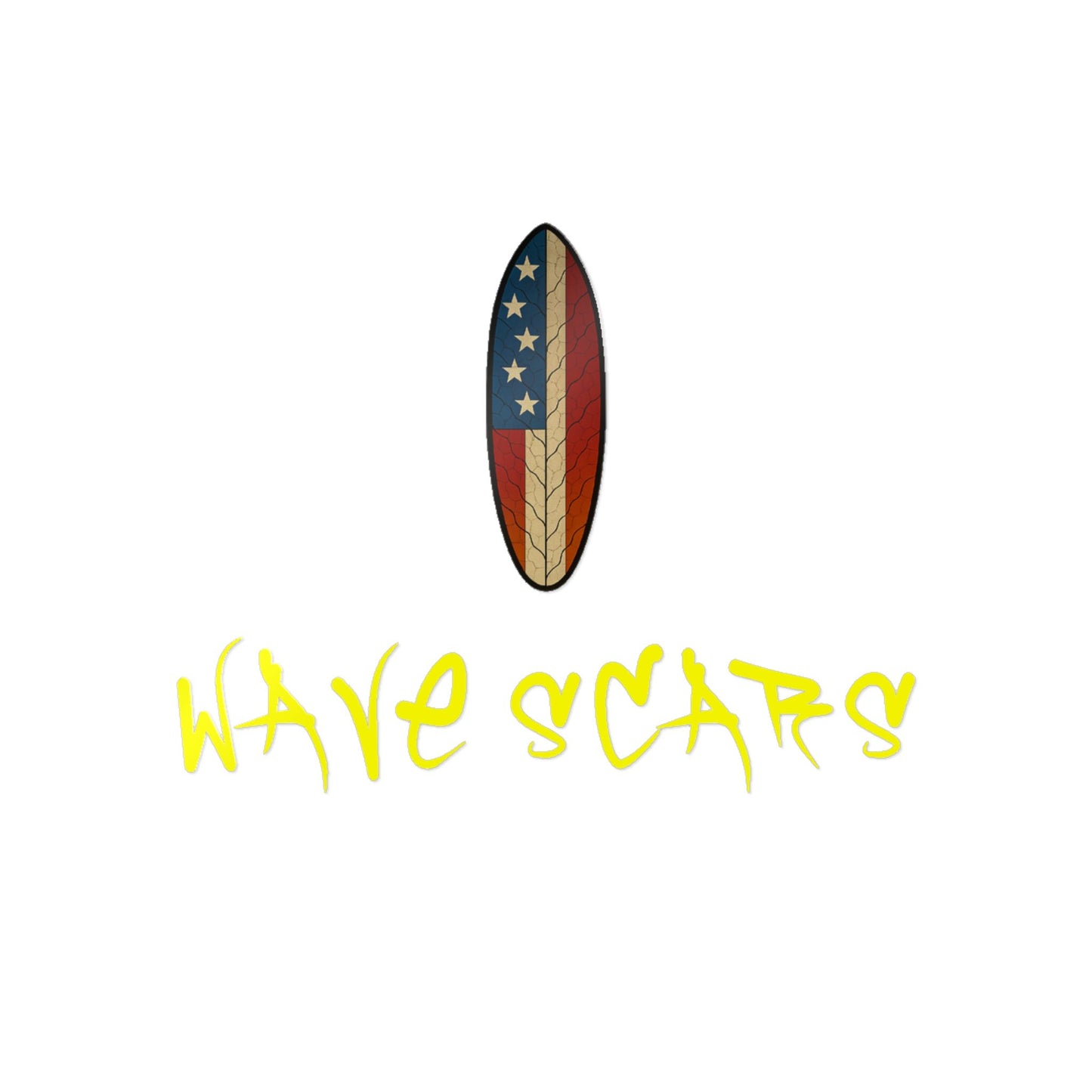 Stars & Scars – American Flag Surfboard yellow Sticker