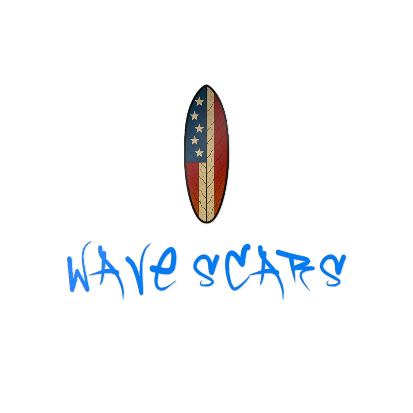 Stars & Scars – American Flag Surfboard blue Sticker