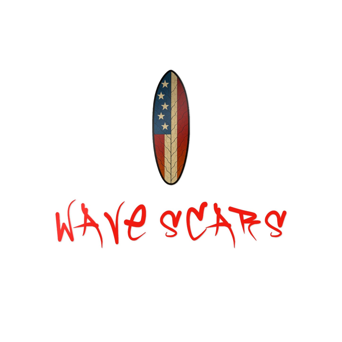 American Flag Surfboard red Sticker