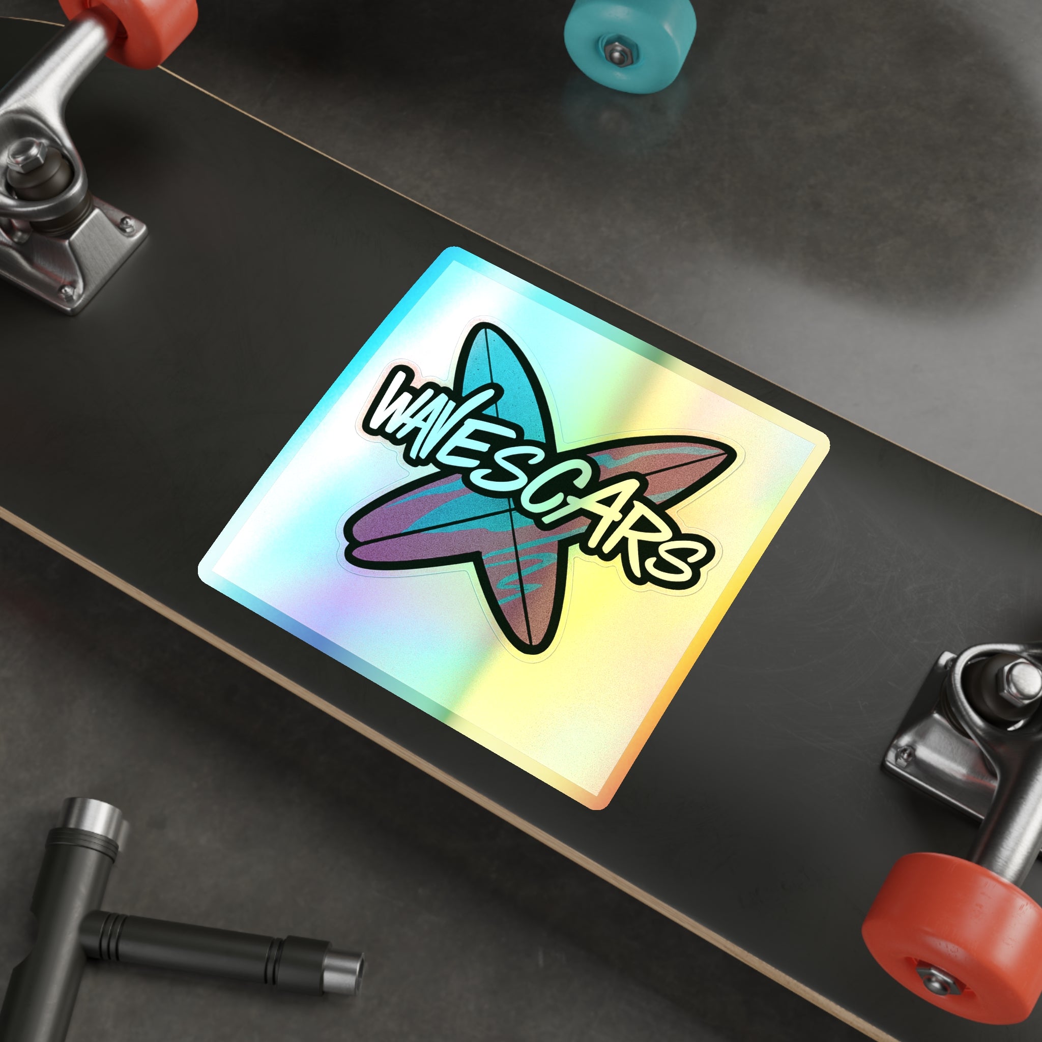 Wave Scars Holo Sticker — Splatter Surfboard