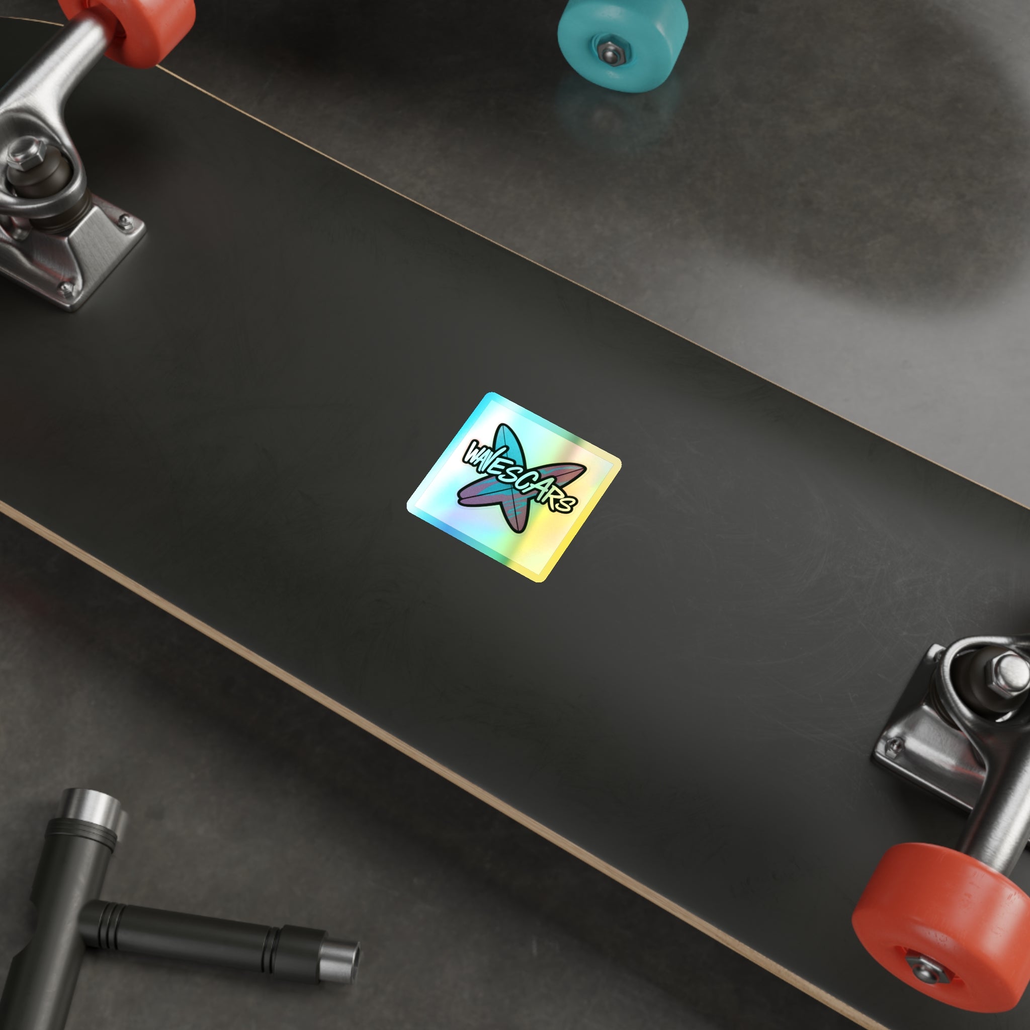 Wave Scars Holo Sticker — Splatter Surfboard