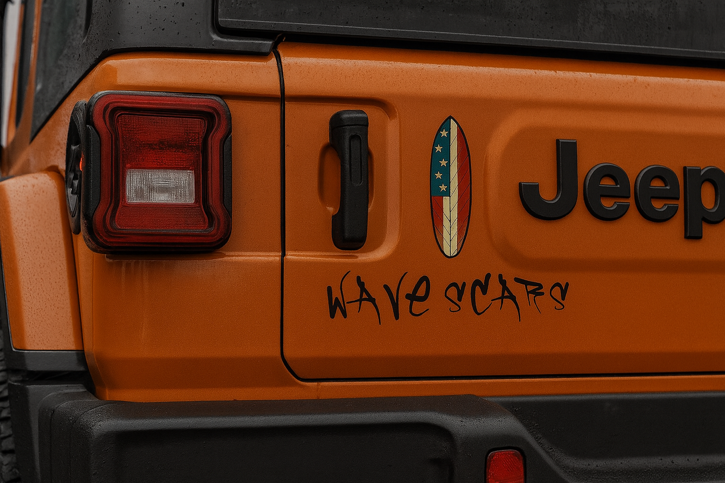 American Flag Surfboard brown Sticker