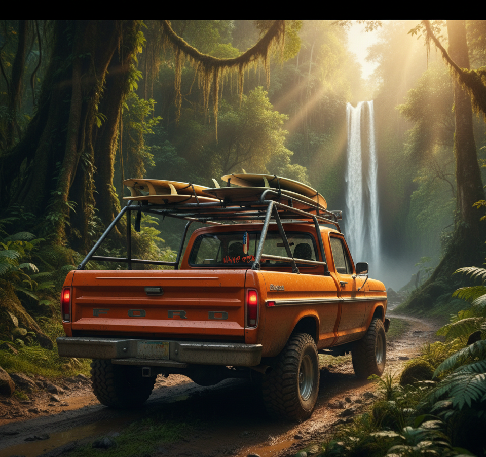 American Flag Surfboard red Sticker