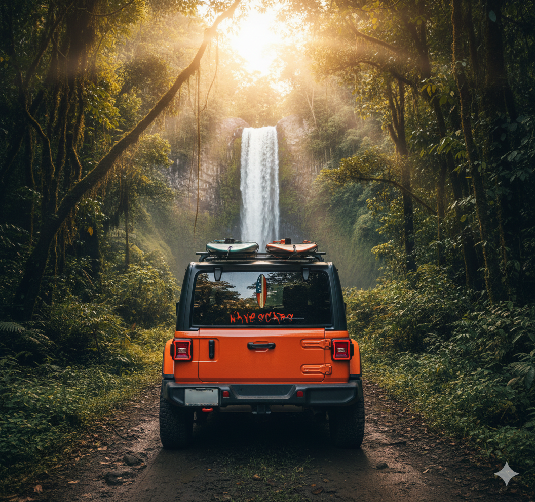 American Flag Surfboard orange Sticker