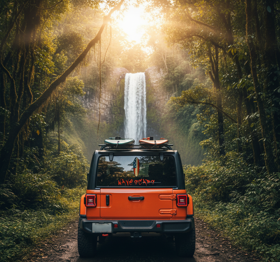 American Flag Surfboard red Sticker