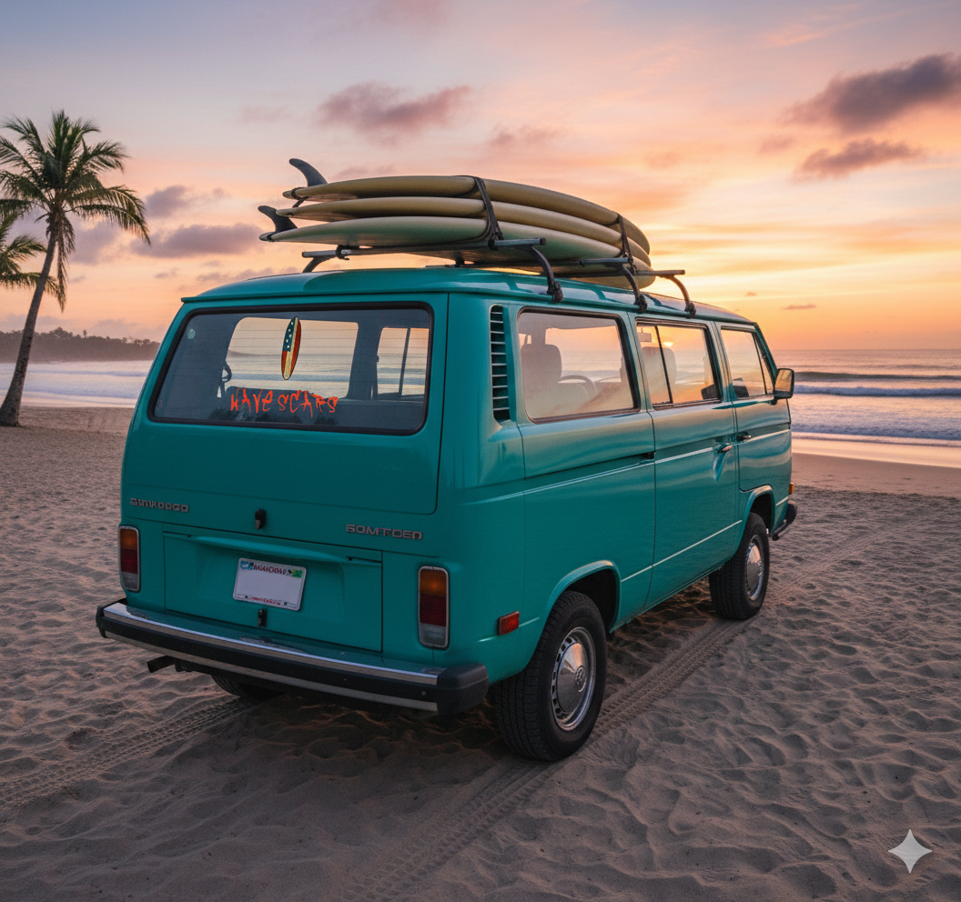 American Flag Surfboard orange Sticker