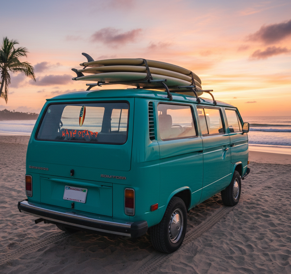 American Flag Surfboard red Sticker