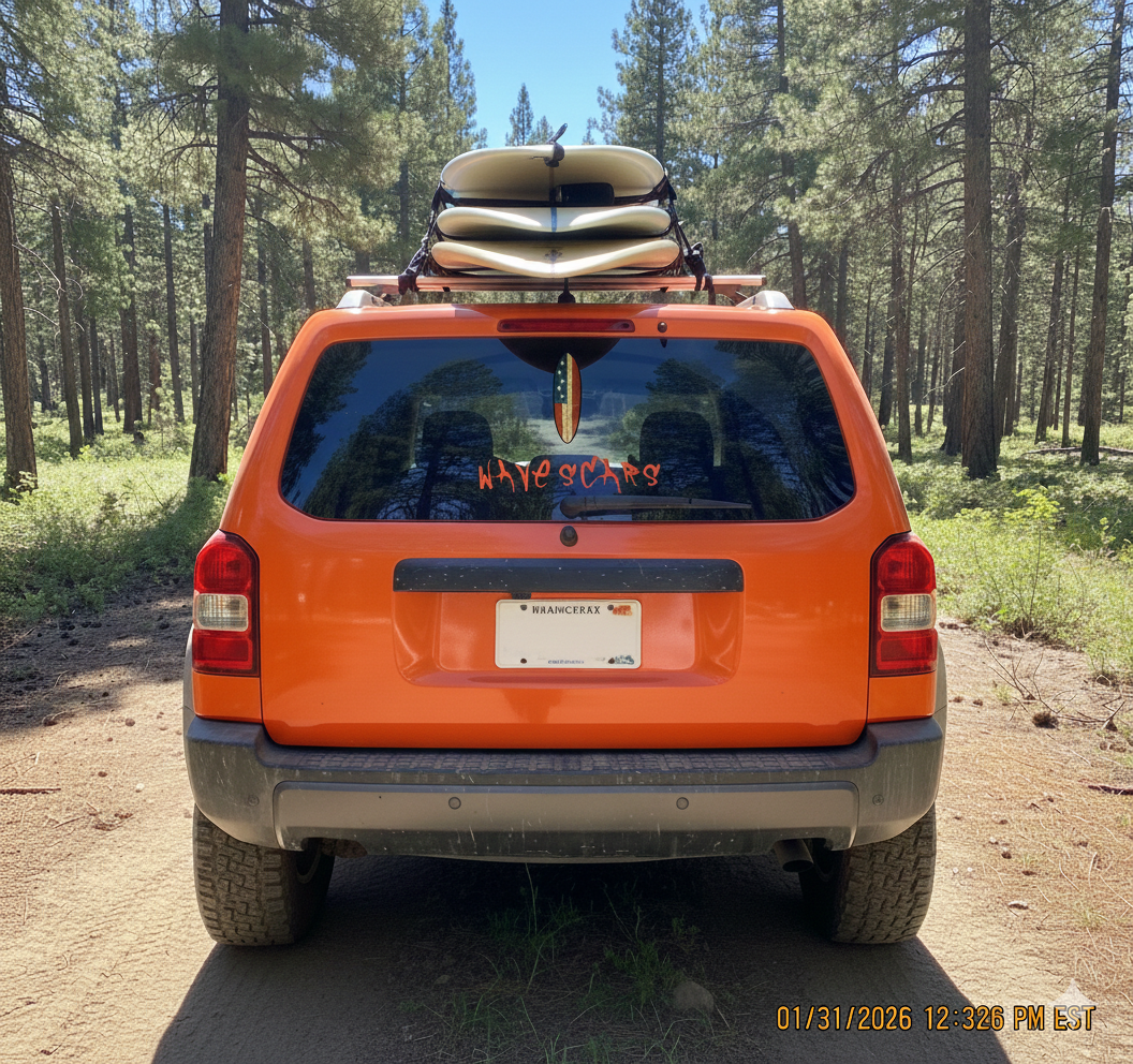 American Flag Surfboard orange Sticker